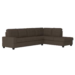 Colrich 111.5 in. Straight Arm 2-piece Microfiber Reversible Sectional Sofa in Chocolate
