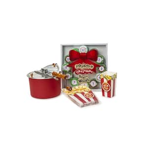 6 qt. Aluminum Red Stovetop Popcorn Popper with 12-Days of Popcorn Christmas Advent Calendar and Pop Open Tubs