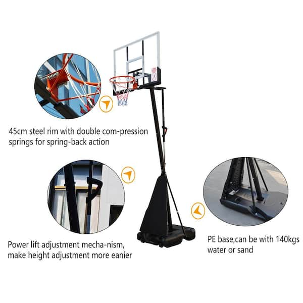 Height Adjustable Portable Basketball Hoop System Shatterproof Backboard  Wheels 2 Nets : Target