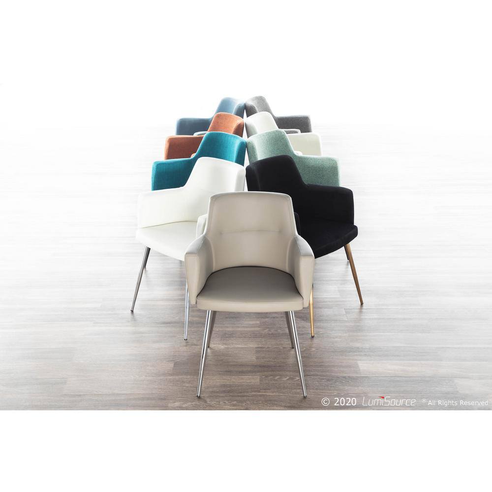Scandinavian Gray Faux Leather Upholstered Side Chair with Metal Legs