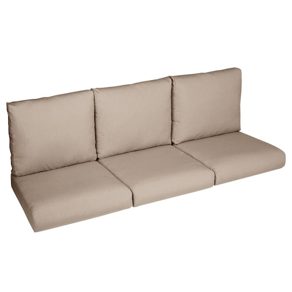 SORRA HOME 22.5 in. x 22.5 in. x 5 in. (6-Piece) Deep Seating Outdoor Couch Cushion in Sunbrella Revive Sand
