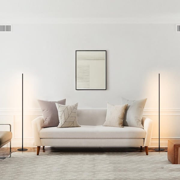 57.5 in. Black LED Dimmable Standing Floor Lamp for Living Room (Set of 2)