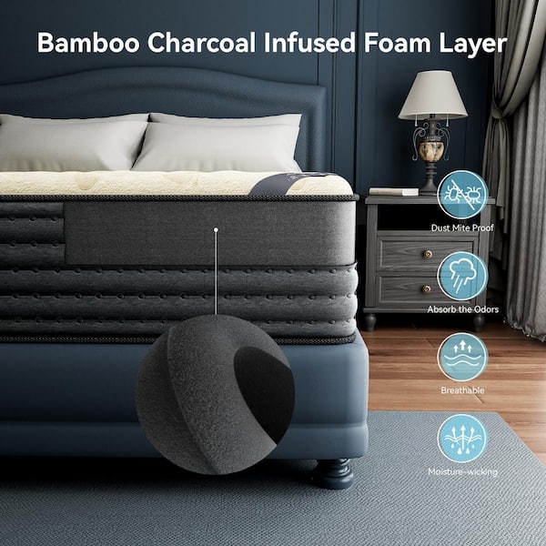 Twin XL Firm Hybrid Gel Memory Foam 14 in. Tight Top Breathable and Cooling Cashmere Fabric and Flippable Mattress