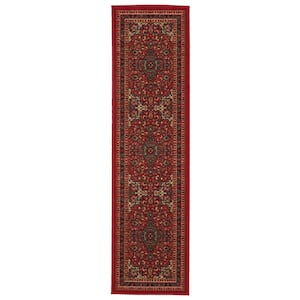 Basics Collection Non-Slip Rubberback Medallion Oriental Design 3x10 Indoor Runner Rug, 2 ft. 7 in. x 9 ft.10 in., Red