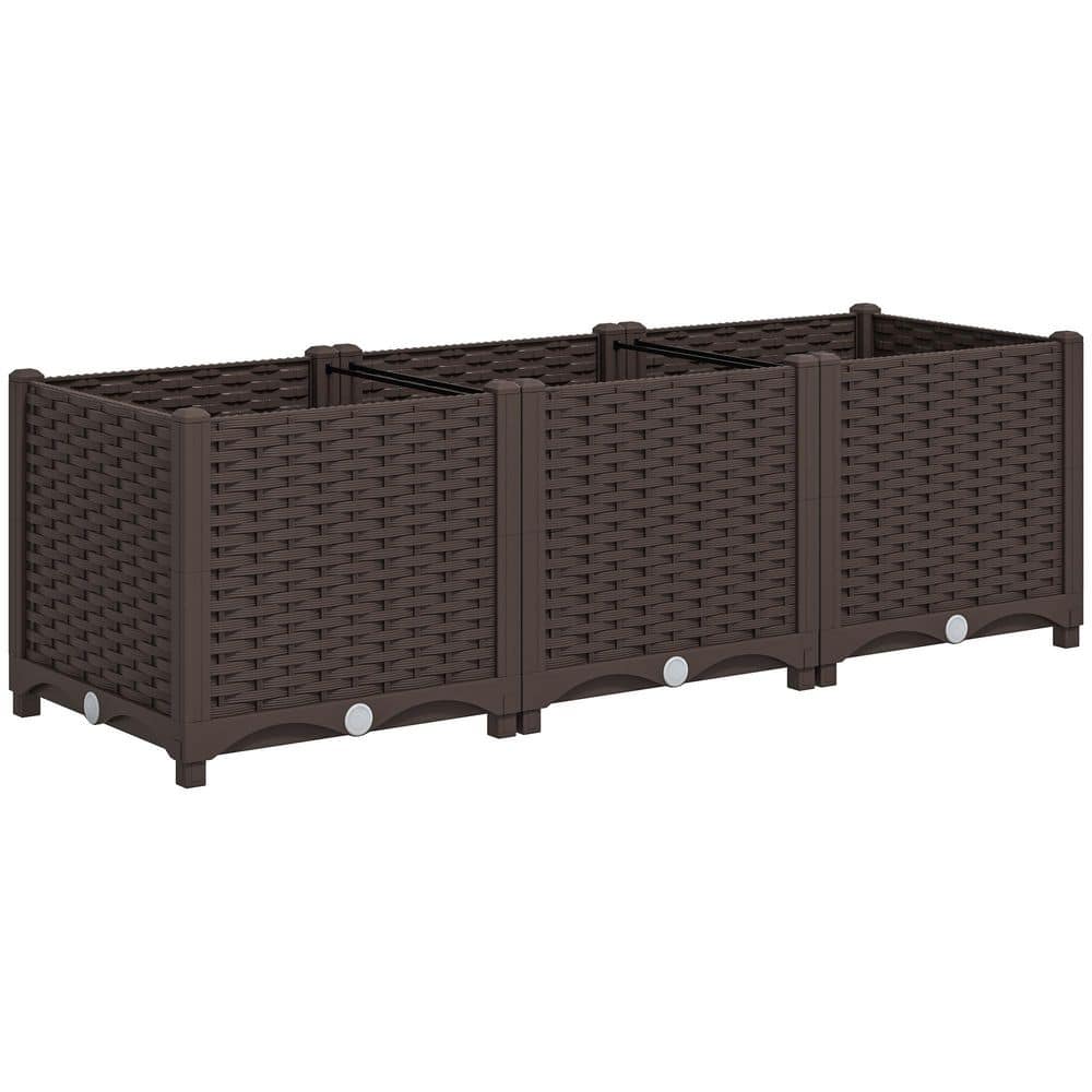 4 x 1 x 1 ft. Raised Garden Bed, Indoor Outdoor Plastic Planter Box with Dr