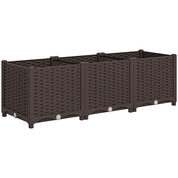 4 x 1 x 1 ft. Raised Garden Bed, Indoor Outdoor Plastic Planter Box with Drainage Holes for Vegetables