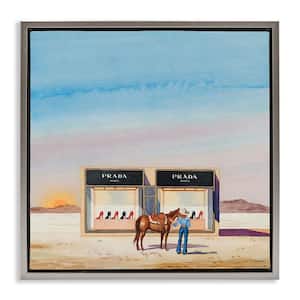 Desert Shoe Store by Amanda Greenwood Gray Floater Frame Nature Graphic Art Print 25 in. x 25 in.
