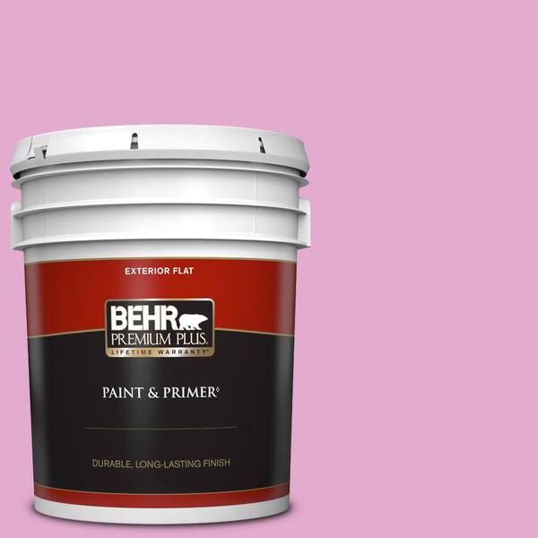 BEHR PREMIUM PLUS 5 gal. #680A-3 Pink Bliss Flat Exterior Paint & Primer