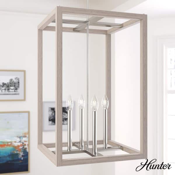 Hunter Squire Manor 4-Light Brushed Nickel Lantern Pendant Light