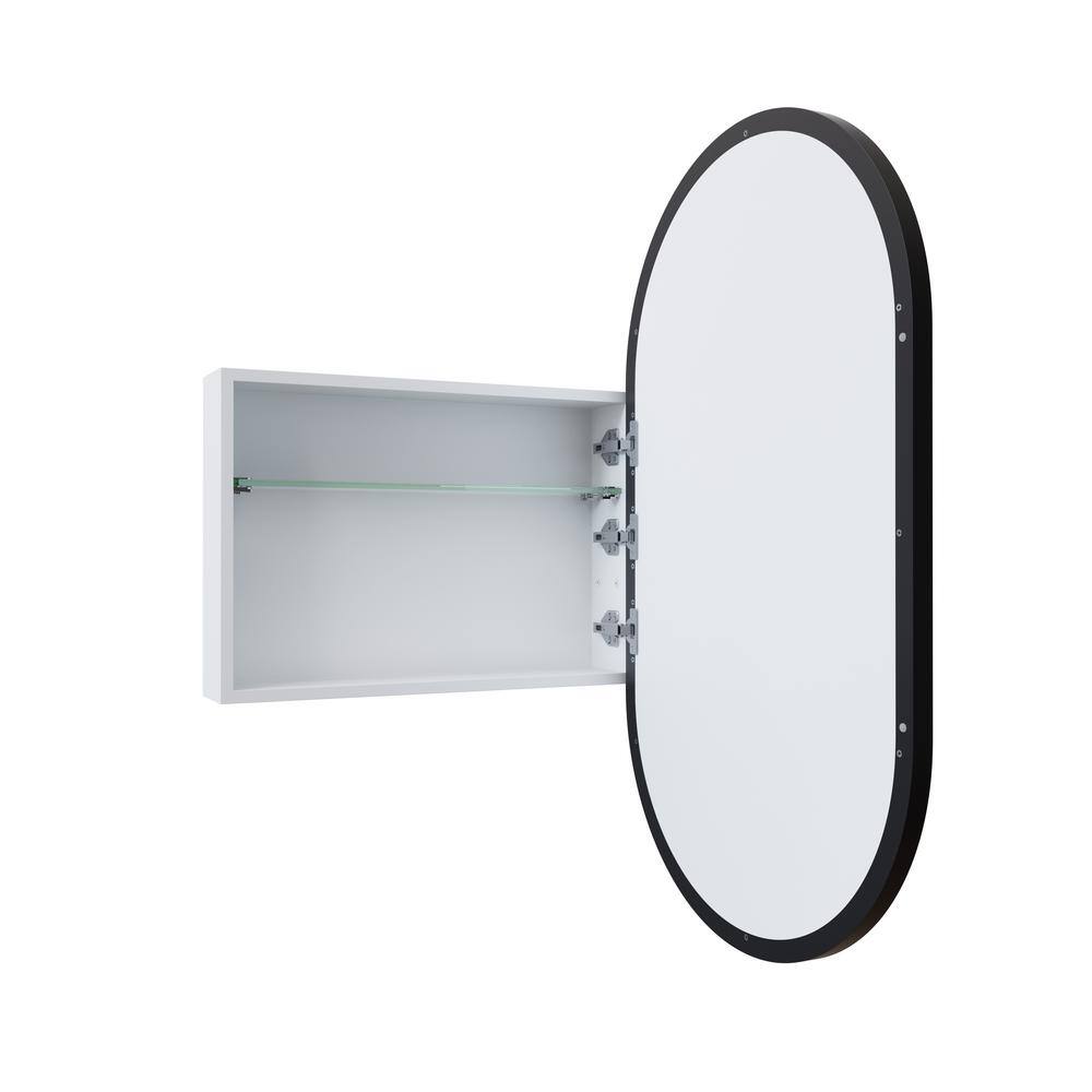 Black Stainless Steel Recessed Medicine Cabinet with Mirror