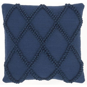 Jordan Navy Geometric Cotton 18 in. X 18 in. Throw Pillow