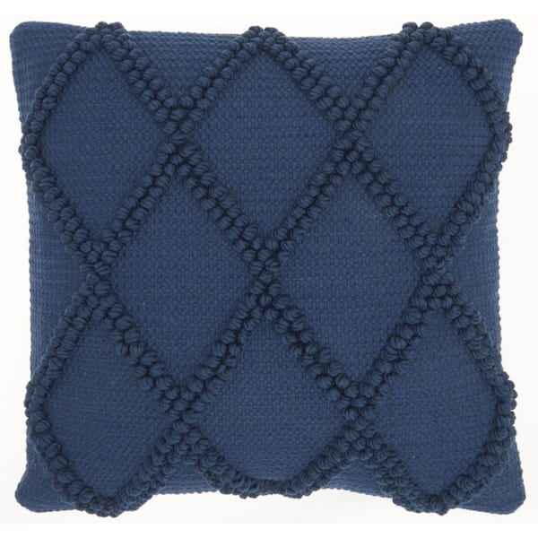 HomeRoots Jordan Navy Geometric Cotton 18 in. X 18 in. Throw Pillow