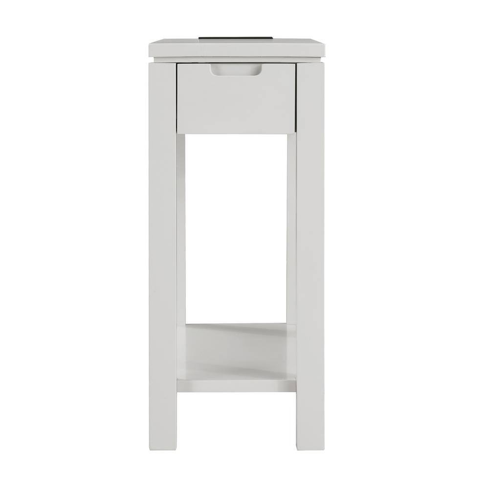 Cade Contemporary Gray Poplar Side Table with Storage