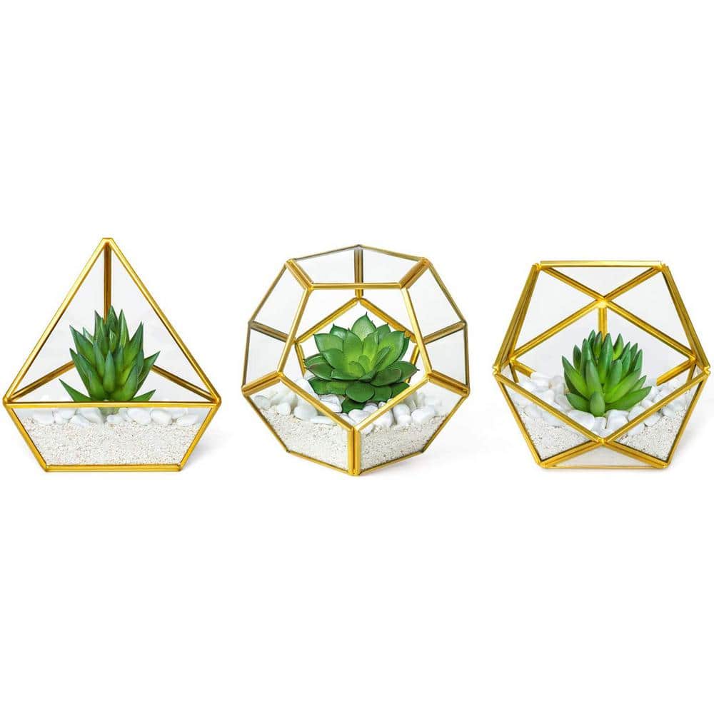 Cubilan 4 in. H x 4 in. W Green Artificial Succulent 3Pack MLM401