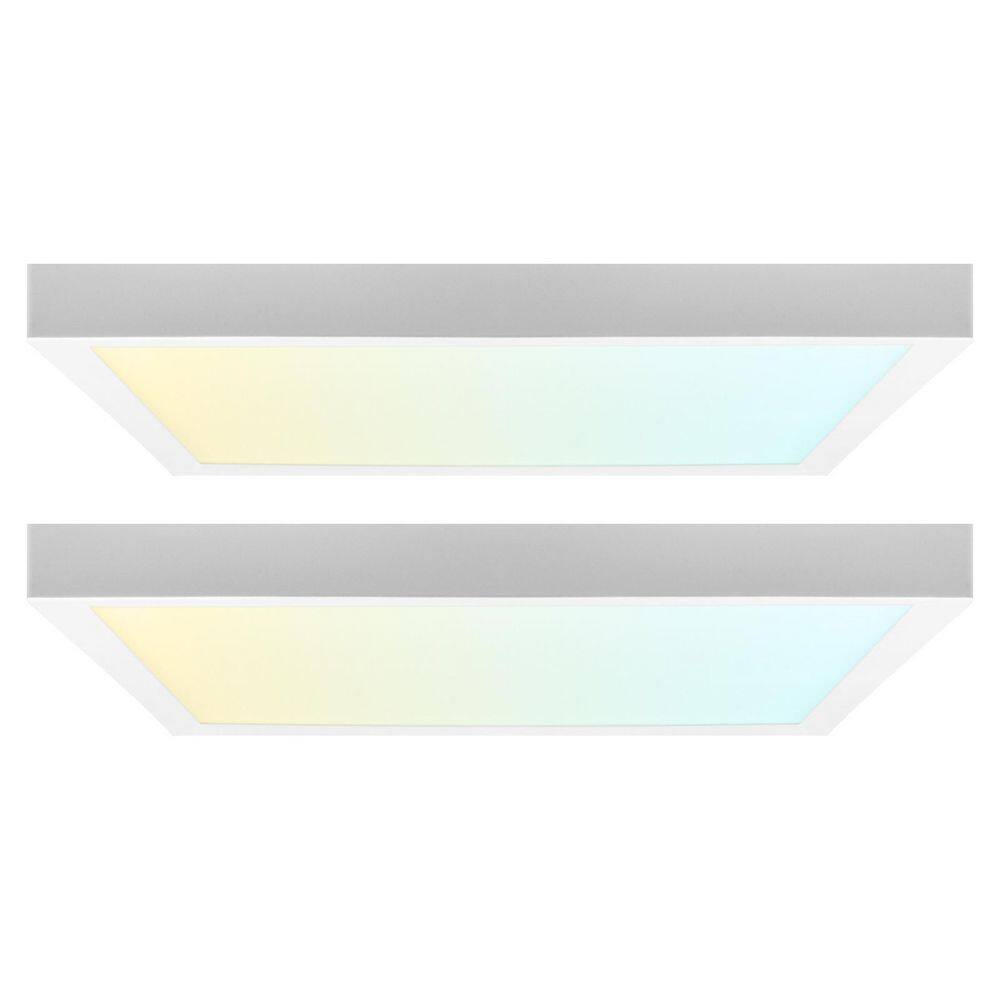 White Outdoor Integrated LED 9 In. Flush Mount Ceiling Light, 5CCT 1500LM 110° Beam 18W Dimmable, Square Trim 2 Pack price history on PriceWatchPro