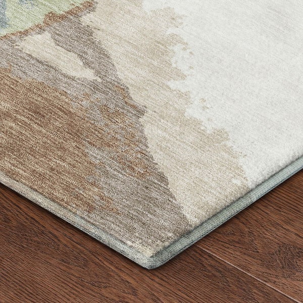 Mayfield Premium Machine Washable Abstract AMF2571 Ivory 2 ft. x 3 ft. Accent Rug