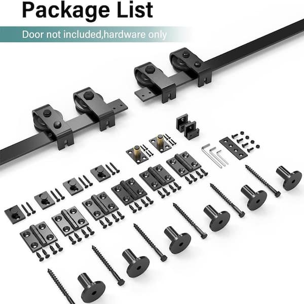 WINSOON 7 ft. /84 in. J Shape Frosted Black Top Mount Bi-Fold Sliding Barn Door Hardware Track Kit for 4-Doors