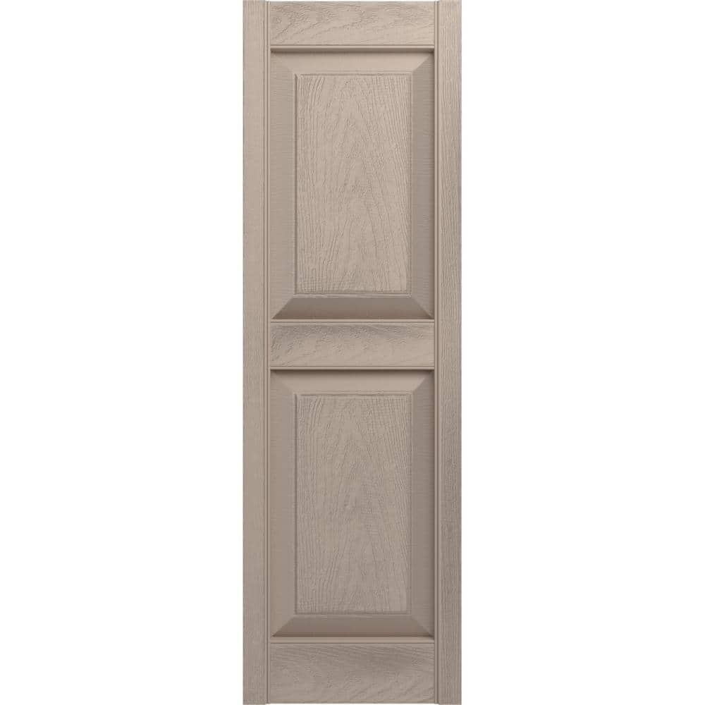 15 in. Vinyl Raised Panel Shutters in Wicker - Set of 2 (14.75 in. W x 1 in. D x 38.8125 in. H (6.29 lbs.))