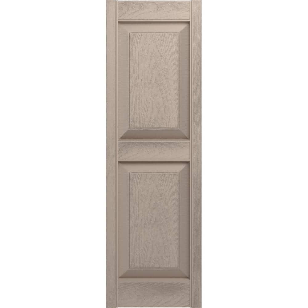 14.75 in. x 75 in. Raised Panel Vinyl Exterior Shutters Pair in Wicker