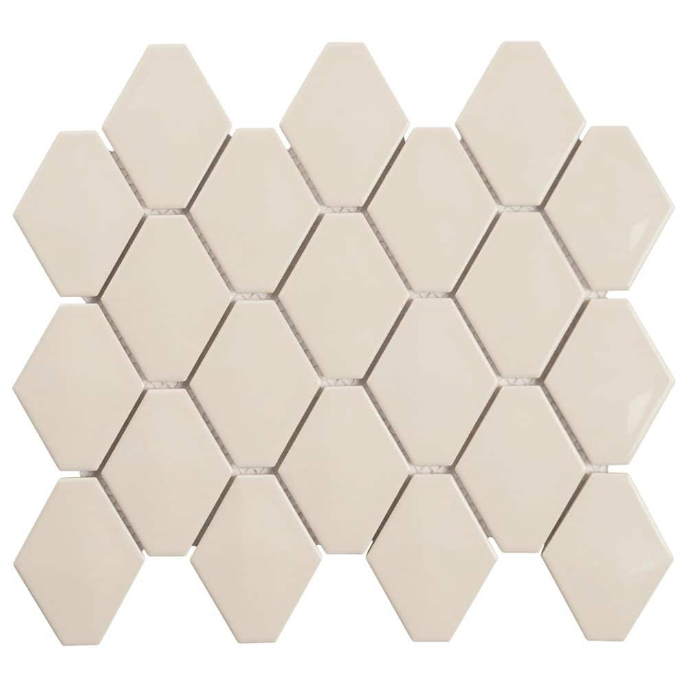 Medley Diamond Mushroom Gray 4 in. x 0.39 in. Glossy Ceramic Mosaic Wall Tile Sample price history on PriceWatchPro