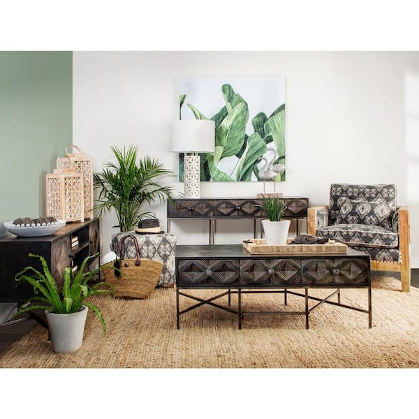 HomeRoots 23.75 in. Black Rectangle Solid Manufactured Wood Coffee Table
