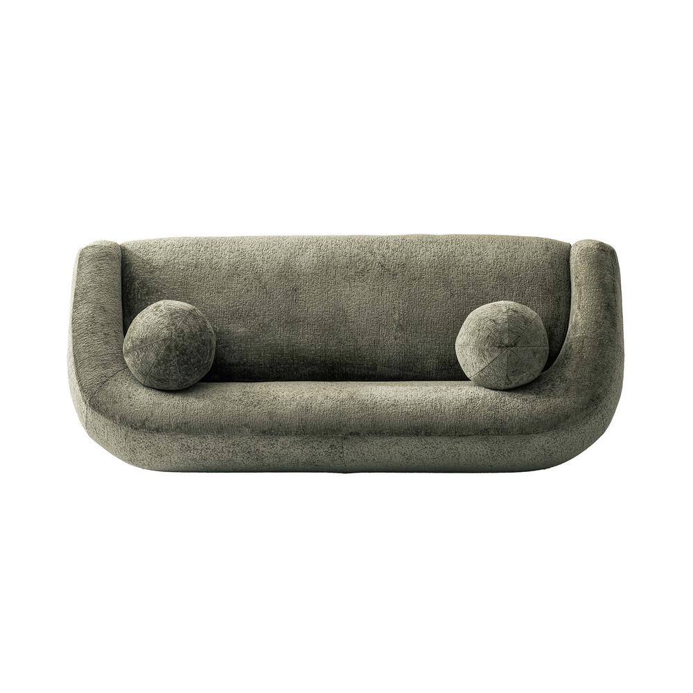 Tribeca Olive Green Chenille Upholstered Sofa with Wood Frame