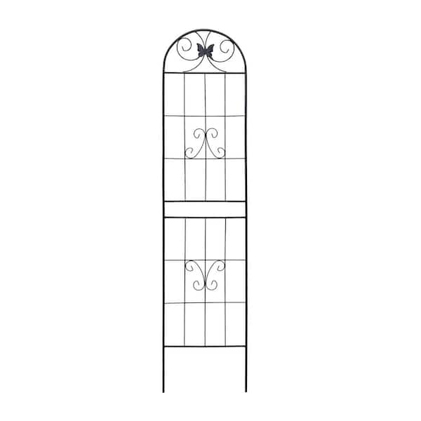 Tenleaf 4-Piece Black Metal Garden Trellis 19.7 x 86.7 in. Rustproof Trellis for Climbing Plants Outdoor Rustproof Plant Support