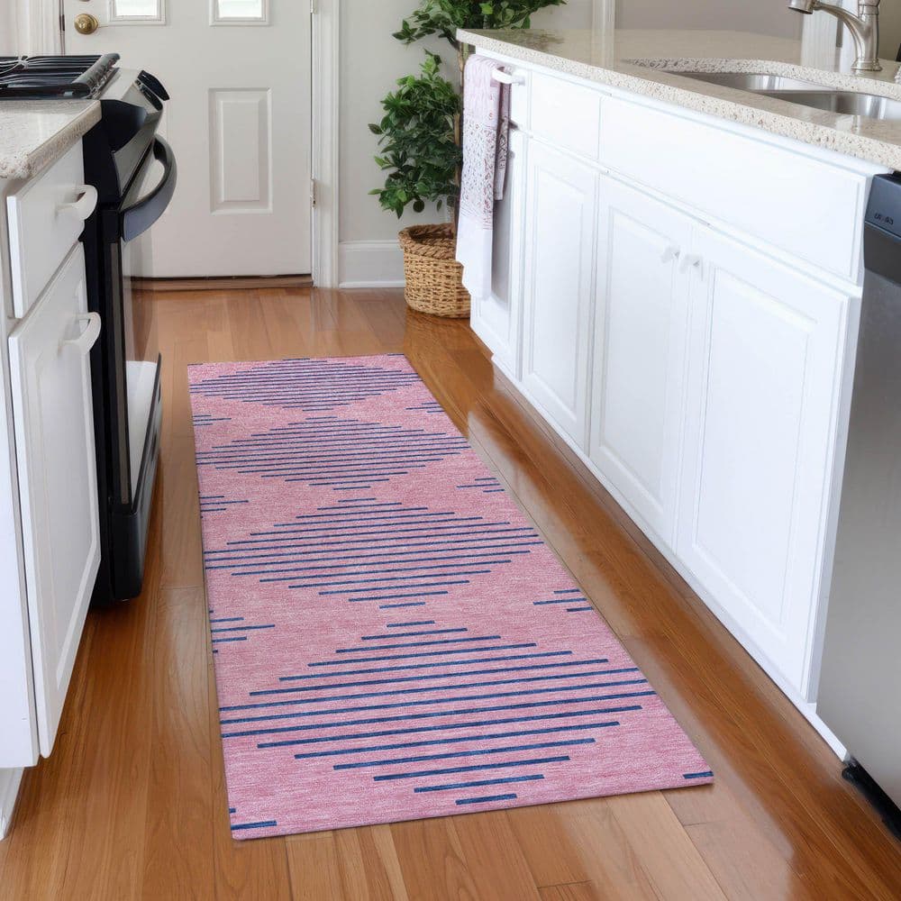 Mayfield Premium Machine Washable Abstract AMF1017 Pink 2 ft. 3 in. x 7 ft. 6 in. Runner Rug price history on PriceWatchPro