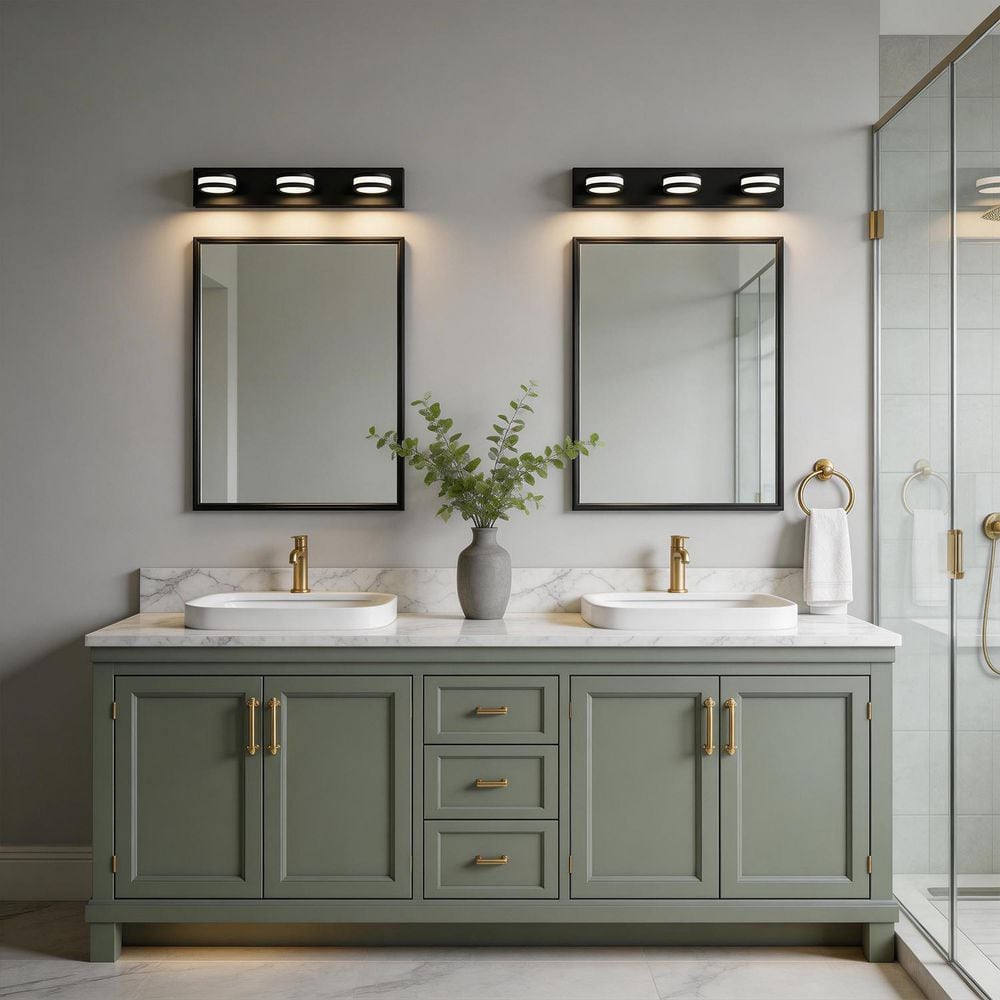 23.6in.3-Light 18W Modern Matte Black Integrated LED Bathroom Vanity Light with Warm White 4000K for Powder Room price history on PriceWatchPro
