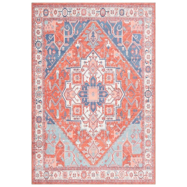 Serapi 5 ft. x 8 ft. Rust/Blue Tribal Serapi Medallion Area Rug