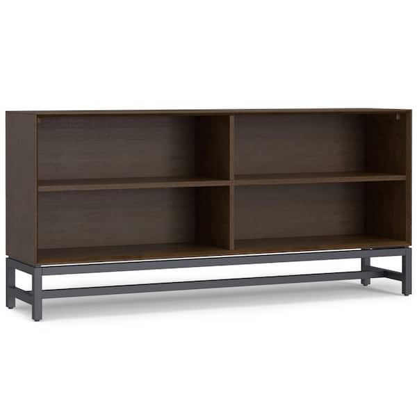 Banting 30 in. H Walnut Brown Solid Hard Wood 1-Shelf Low Wide Bookcase