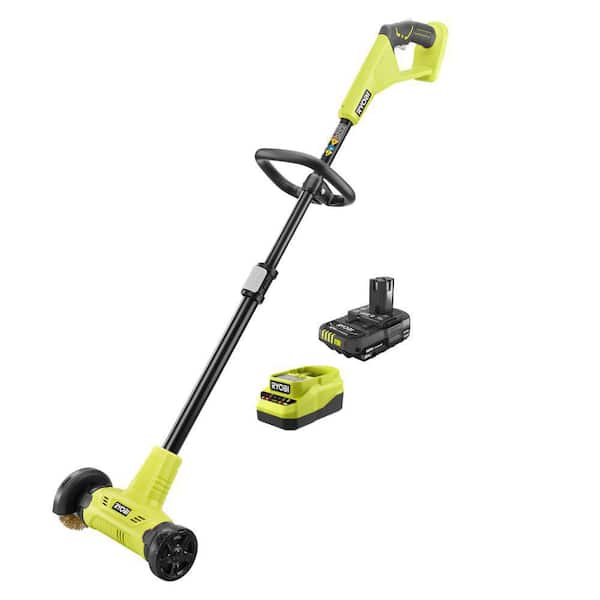 RYOBI ONE+ 18V Patio Cleaner with Wire Brush Edger with 2.0 Ah