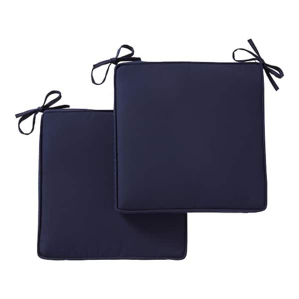 Greendale Home Fashions Sunbrella Navy Square Reversible Outdoor Seat Cushion (2-Pack)