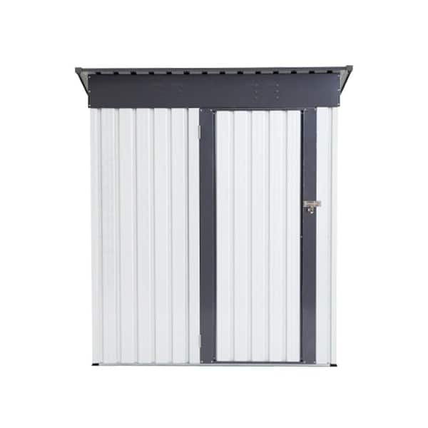5 ft. W x 3 ft. D Outdoor Gray White Metal Storage Shed with Rainproof Hinge Door (15 sq. ft. )