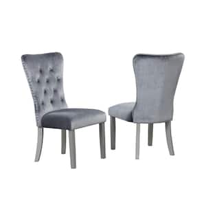 Geneva Silver Champagne Velvet Upholstered Side Accent Chair (Set of 2)