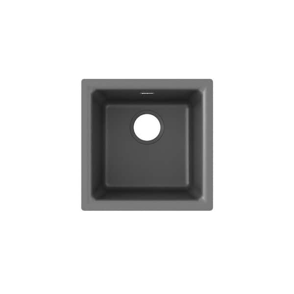 Elkay Quartz Classic 16 in. Drop-In/Undermount Single Bowl Dusk Gray Granite/Quartz Composite Bar Sink Only