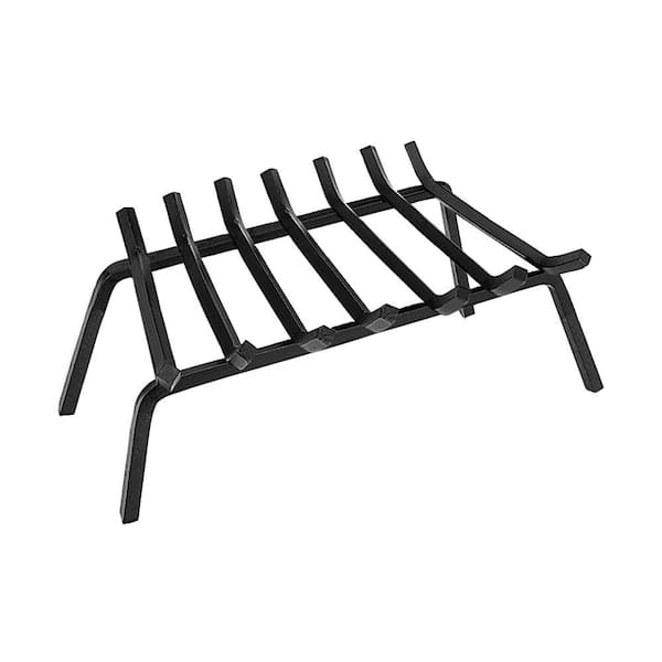 ACHLA DESIGNS 24 in. L x 17 in. D Black Sturdy Tapered Hearth Grate for Logs