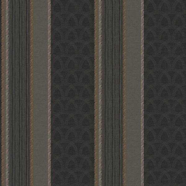 The Wallpaper Company 56 sq. ft. Black Multi Pattern Stripe Wallpaper