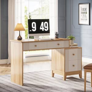 Capen 51 in. Rectangular Light Walnut Engineered Wood 4-Drawer Computer Desk with Storage for Home Office