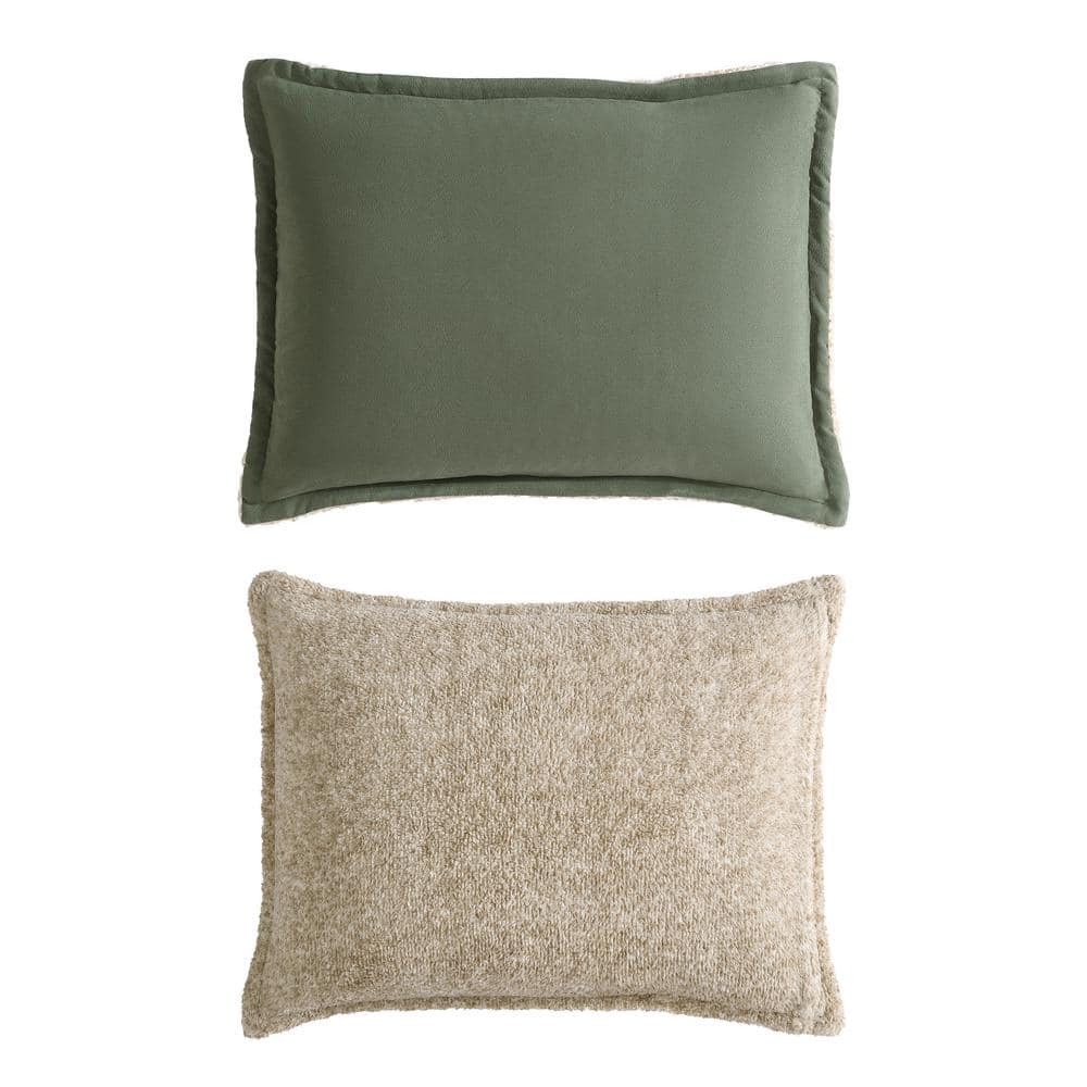 Hunter Green Microsuede and Sherpa Reversible Full Comforter Set