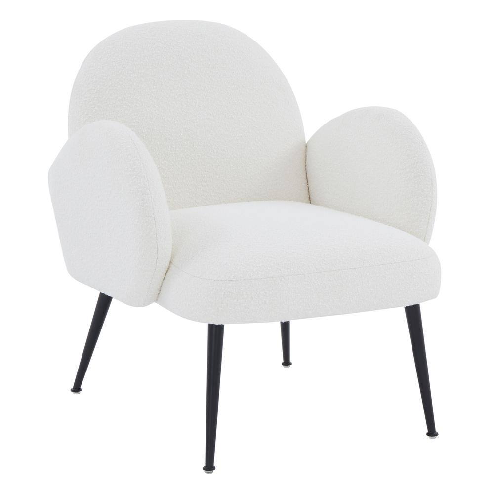 Ivory Boucle Upholstered Armchair with Black Legs