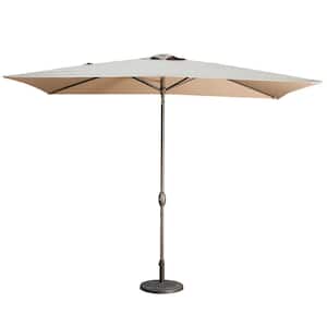 10 ft. Aluminum LED Market Patio Umbrella in Brown