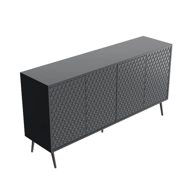 63 in. W x 15.75 in. D x 31.5 in. H Bathroom Black Linen Cabinet