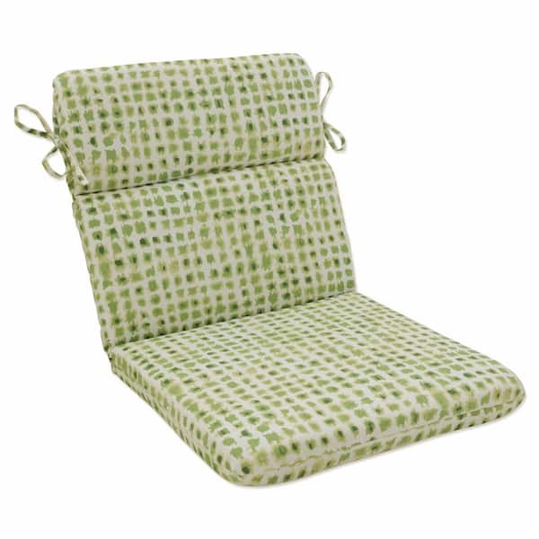 Pillow Perfect Abstract Outdoor/Indoor 21 in W x 3 in H Deep Seat, 1-Piece Chair Cushion with Round Corners in Green/Ivory Alauda