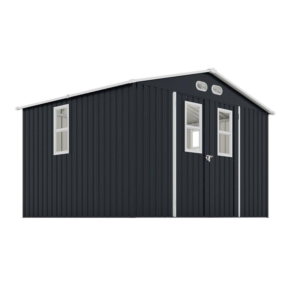 10 ft. W x 8 ft. D Metal Outdoor Storage Shed with Double Pitched Roof Lockable Door Windows (80 sq. ft. ) in Dark Gray price history on PriceWatchPro