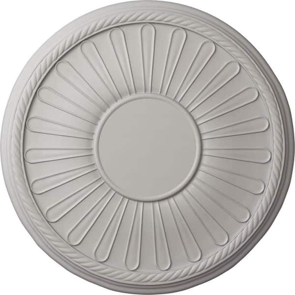 Ekena Millwork 19-7/8 in. x 1-1/4 in. Leandros Urethane Ceiling Medallion (Fits Canopies upto 6-3/8 in.) Hand-Painted Ultra Pure White