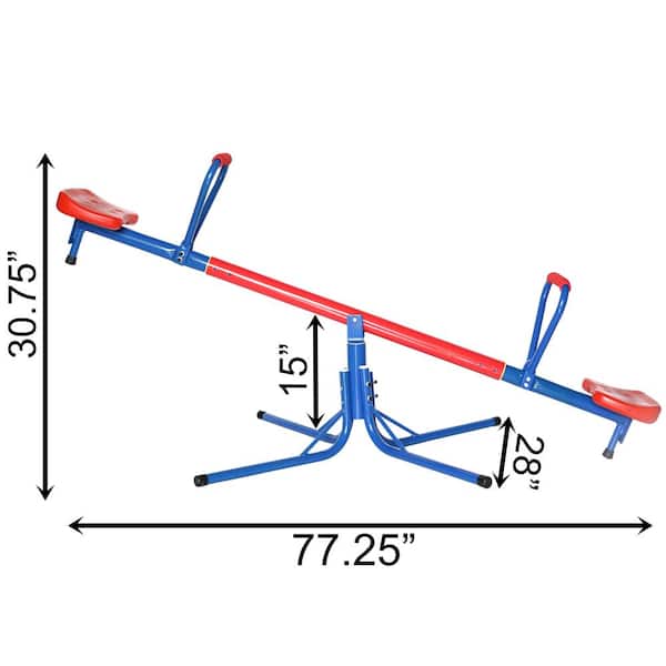 PLAYBERG Outdoor Red and Blue Metal Rotating Seesaw QI003377