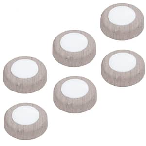 2.8 in. Round Under Cabinet Integrated LED Puck Light Wood Grain (6-Pack)