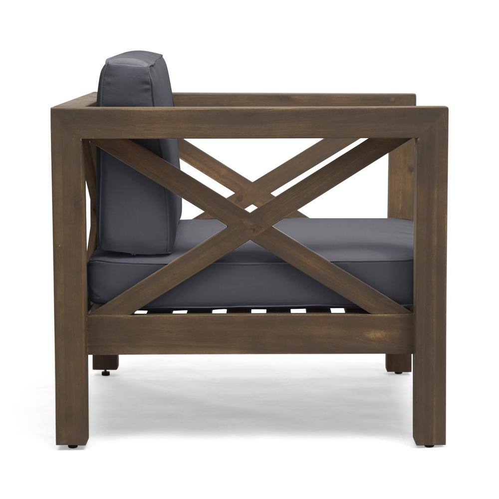 Mid-Century Modern Acacia Wood Lounge Chair in Gray
