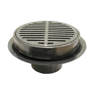 4 in. Heavy Duty Traffic ABS Floor Drain with Full Cast Iron Grate and Ring with 8-1/2 in. Strainer